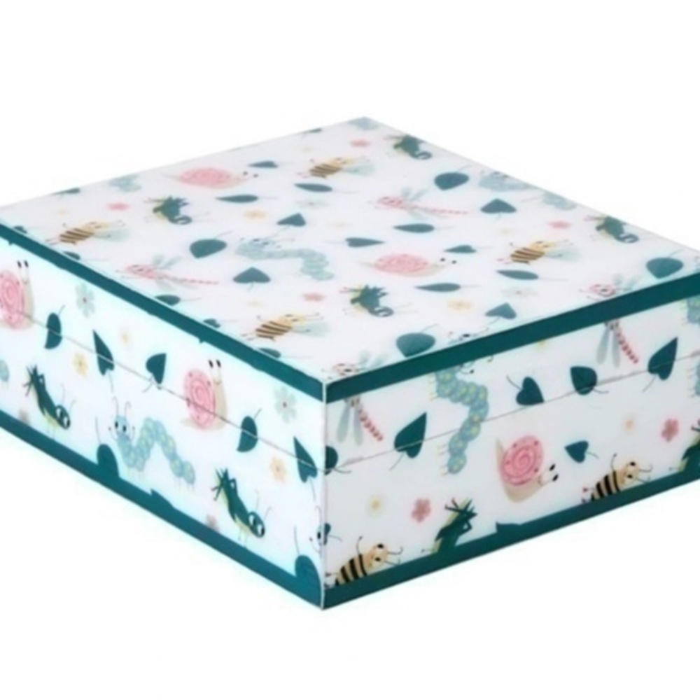 Tiny Dreamers Decal Box, Medium Cute Cartoon Bugs Insects 5.0 " L x 2”H x 4.5" W